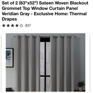 NWOT 63x52 gray curtains